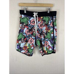 Marvel Board Shorts Marvel Characters Graphic 3 Pockets Mesh Liner Men Sz S